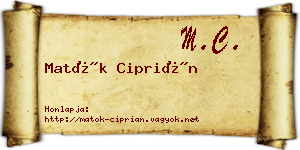 Matók Ciprián névjegykártya